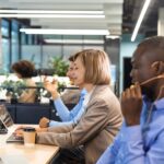 Young professionals in flexible corporate environment